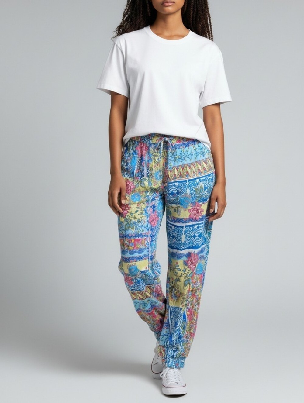 Johnny Was Light Blue Floral Embroidered Label Top